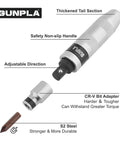 Industrial-Grade 14-Piece Impact Screwdriver Set With 40CR Alloy Steel Bits, Manual Impact Driver, and hex bit adapter close-up.