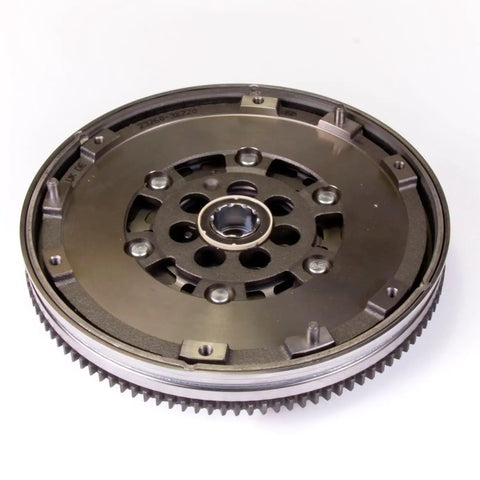 Straight Bolt On Dual Mass Clutch Flywheel Original Equipment Replacement For 1999 To 2006 Hyundai Sonata Santa Fe Kia Optima 2.4L Four Motor close-up view.
