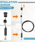 Installation diagram of Durable Ceiling Hanging Wire Cable Kit for Pendant Chandeliers and LED Panels.
