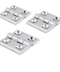 Set of three Beefy Butt Hinges For Distribution Box And Electrical Cabinet Doors, 60x60mm zinc alloy, silver finish.