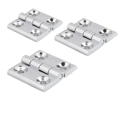 Set of three Beefy Butt Hinges For Distribution Box And Electrical Cabinet Doors, 60x60mm zinc alloy, silver finish.
