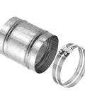 90mm 3.5 Inch Duct Connector Galvanized Steel Duct Coupling Vent Coupler With Clamps For HVAC Exhaust Fans And Dryer Vent Systems Hose Extension 4 Inch Long Durable Silver Tone, with clamps