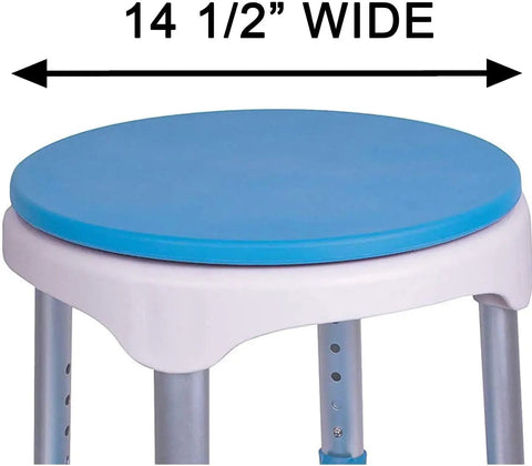 Compact Shower Stool With 360 Degree Rotating Padded Seat Non Slip Bath Bench Safe For Daily Use, 14 1/2 inch seat.