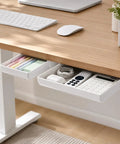 Kick Clutter To The Curb With This Slick Under Desk Drawer Organizer 2 Pack storing pens, notes, cables, and earbuds.