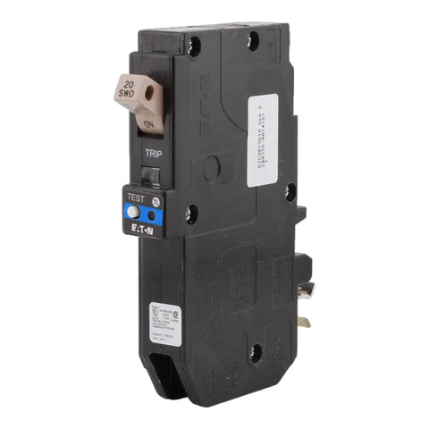 20 Amp Single Pole Dual Function AFCI GFCI Circuit Breaker With Plug On Neutral 120 To 240 Volt 10kAIC UL Listed For Safe Everyday Home Electrical Protection, black