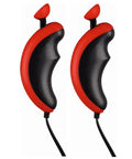 Red and black handheld controllers for Speed Arena Disney Pixar Cars Slot Car Race Track Set With Lightning McQueen And Dinoco Cruz Ramirez.