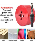 Bi Metal Hole Saw Set M42 HSS Ten Diameters 75mm Through 120mm, red hole saw cutter with drill guide for wood, metal, plastic