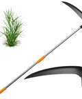 20 Inch Scythe Tool For Grass Cutting With Adjustable Dual Hand Grip, 3 Stainless Steel Poles, Professional Grade Blade, 61-Inch Reach