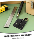 Premium Black Matte Indoor Door Hinges For Interior Wood Doors Stainless Steel Inside Hardware Set Of Three shown on a workbench.