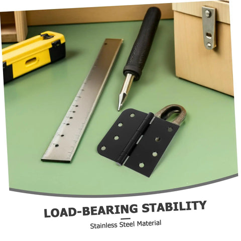 Premium Black Matte Indoor Door Hinges For Interior Wood Doors Stainless Steel Inside Hardware Set Of Three shown on a workbench.