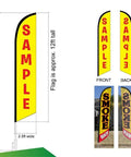 Feather Banner Swooper Flag Advertising Kit With 12 Foot Flag And 15 Foot Telescopic Flagpole Plus Ground Stake for outdoor use.