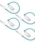 Beefy Downrigger Snubber With Ball Bearing Swivel And Snap Heavy Duty Trolling Snubber For Offshore Fishing Planer Boards And Kites Superior Shock Absorption To Protect Gear And Lines. Blue PU snubber with stainless steel swivel and snap, shown in three lengths.