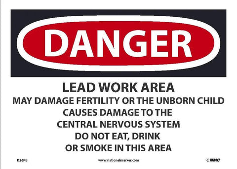 Lead Work Area Danger Sign 10 By 14 Inch Vinyl Safety Sign for Hazard Awareness on Job Site and Industrial Construction Zones Heavy Duty PS Vinyl Keeps Your Crew Safe and Informed