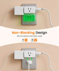 Two Prong To Three Prong Outlet Adapter Extender For Japan Travel And Home 3 AC Outlets Non Grounded Wall Plug in use