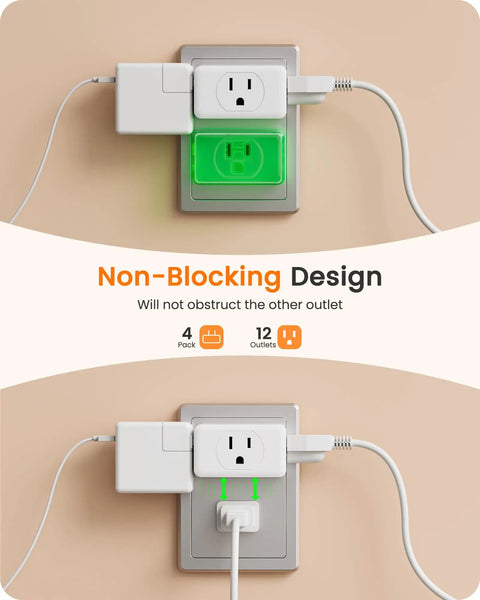 Two Prong To Three Prong Outlet Adapter Extender For Japan Travel And Home 3 AC Outlets Non Grounded Wall Plug in use