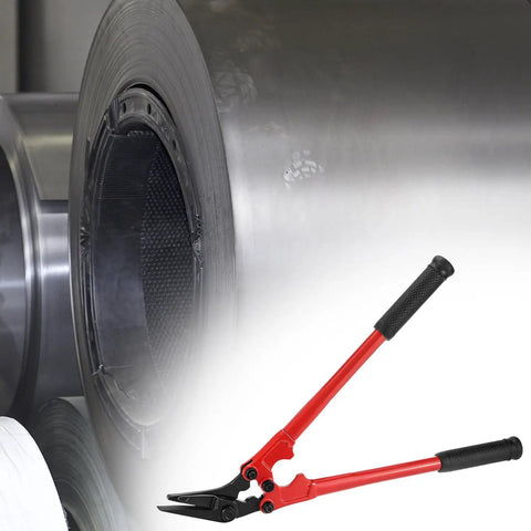 Heavy Duty Strapping Cutter For Steel And Polyester Crafted From High Carbon Steel for cutting heavy strapping rolls with ergonomic grip.