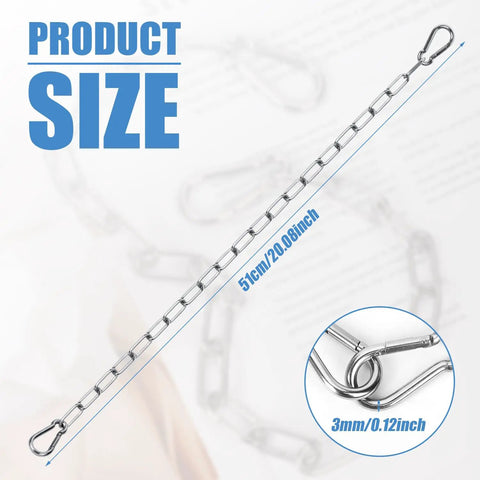 20 Inch Heavy Duty Stainless Steel Gate Chain Lock with Dual End Carabiners for Outdoor Fences Pet Cages and Corral Use