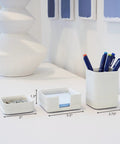 Concrete desk organizer set of 3 with pen, clip and sticky note holders for office with industrial vibe