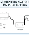 Wiring diagram of Four Pack Momentary Push Button Switches 12V 24V Surface Mount for easy installation in electronics projects.