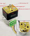 Front view of a DC 5V 2-phase micro stepper motor with 15mm metal gearbox, 1:35 ratio, 18° steps, green PCB and wires.