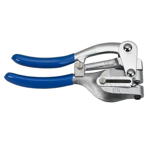 Power Hole Punch Tool For Sheet Metal And Plastic Heavy Duty Hand Held Punch Set with blue handles and adjustable edge guide
