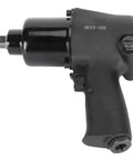 Half Inch Air Impact Wrench 880 Foot Pounds Torque Alloy Steel Pneumatic Impact Gun with black anti-slip handle and square drive.