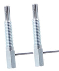 Heavy Duty Stainless Steel Spring Plunger Pin Set Featuring Self Locking Telescopic Action And Rock Solid Indexing Plunger Latch - Close-up detail of two pins.