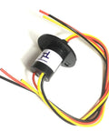 3 To 5 Wire Electrical Slip Ring 15A 22mm Rotary Collector Ring With 360 Degree Rotation Gold Gold Contacts Durable Commutator Joint For PTZ Cameras Data And Image Transmission High Current 30A Variant Available, black flange view with wires
