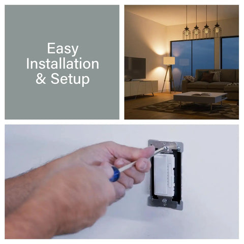 Installation of Smooth Operator Smart Dimmer Light Switch With Wi Fi and Matter Protocol, sleek white finish, modern touch panel.