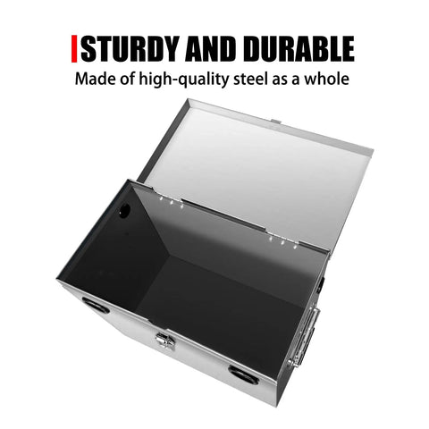 Built Like A Tank Stainless Steel Battery Box For RV Trailers And Deck Ready Boats With Locking Watertight Cover heavy-duty open view showing interior features.