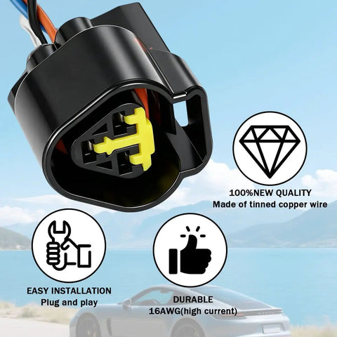 Built Tough Heavy Duty Waterproof Auto Connectors 5 Pack 3 Pin Male Female Wiring Harness close-up of black connector with yellow pins