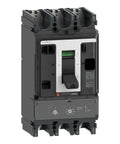 Heavy Duty Top Shelf Moulded Case Circuit Breaker Compact Nsx630s Dc 100Ka 750Vdc 3 Pole Tm Dc Trip Unit 600A 1600A with switch and labels.
