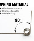 10 Pack Small Stainless Steel Torsion Springs 50mm Long 1.2mm Thick 11.4mm OD With 5 Turns And 120 Degree Rotation close-up