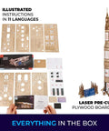 NASA Saturn V 3D Wooden Puzzle Kit For Adults Dope 26 Inch Tall Rocket Model, laser-cut plywood boards and instructions