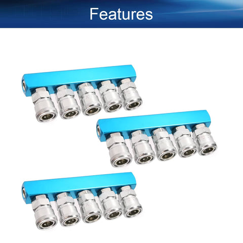 Three Piece Five Way One Half Inch Manifold Block Splitter For Air Hose Inline Use Iron G Thread Air System Fitting