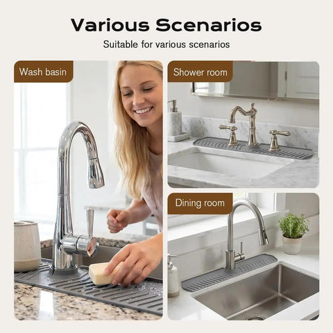 Heavy Duty 30 Inch Foldable Kitchen Sink Splash Guard And Slick Silicone Drainage Mat Keeps Countertops Freaking Clean Crisp Gray Finish With Embedded Scrubbing Pad