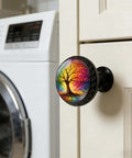 4 Pack Rainbow Tree Of Life Cabinet Knobs Acrylic Round Drawer Pulls on kitchen cupboard door