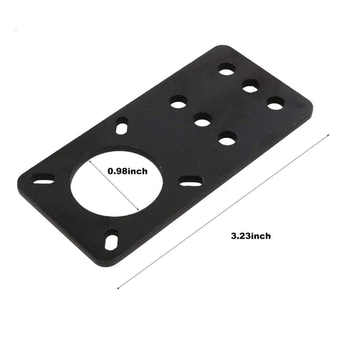 heyous NEMA17 motor mount plate, black aluminum alloy, 3.23in long with 0.98in motor shaft bore