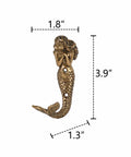 Mermaid Shaped Metal Wall Hooks Set Of 2, Beachy Coastal Decor Wall Mounted Coat Racks For Keys Towels Clothes Scarves And Bags, Antique Aqua Finish Now. Detailed dimensions 3.9 x 1.8 x 1.3 inches.