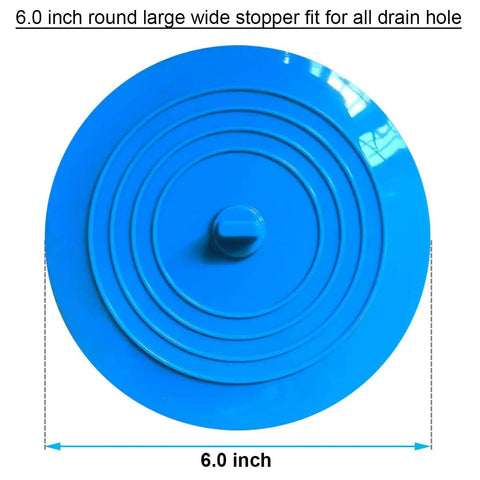 Heavy Duty 2 Pack Silicone Sink Stoppers With Leak Proof Seal And Straight Up Solid Grip For Kitchens And Bathtubs Universal Fit No Sweat Setup Real Deal Drain Stopper, 6 inch round blue stopper.