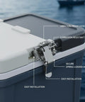 Heavy Duty Spring Loaded Toggle Latch For Secure Tackle Box And Custom Storage Case Lock mounted on a tackle box lid.