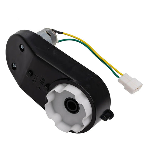 Two Pack 12V RS390 16000RPM Gearbox With DC Motor For Ride On Toys Replacement Parts, black plastic casing, visible wires