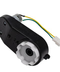12V Ride On Car Gearbox With DC Motor 390 Drive Motor 16000 RPM Replacement Part, black case, white gear, yellow and green wires