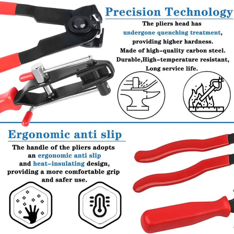 Universal CV Boot Clamp Pliers And CV Joint Ear Clamp Tool showing quenching treatment and ergonomic anti-slip handle design