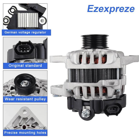 Replacement Alternator For 2012 To 2017 Accent And Veloster And 2012 To 2013 Rio 1.6L 12V 90Amp, close-up of alternator details