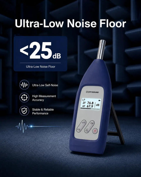 Type 2 Sound Level Meter With Calibration Certificate For IEC 61672 2013 Class 2 Professional Noise Meter DC Powered With LCD Display Wide 29 dB To 12 kHz High Accuracy Condenser Microphone, handheld