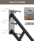 Easy install of Two Pack 26 Inch U Shaped Stair Handrails With Extra Crossbars shown with screws for various wall types