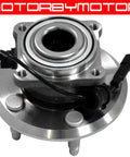 Rear Wheel Bearing And Hub Assembly With Five Lugs For 2010 2017 Chevy Equinox And 2010 2017 GMC Terrain With ABS Direct OE Replacement Low Runout Heavy Duty Wheel Hub Assembly Fits Like OEM showing close-up with plugs and wiring