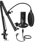 Plug And Play USB Condenser Microphone Kit With Adjustable Boom Arm Stand And Shock Mount for Voice Overs, Podcasts, Streaming