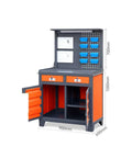 Heavy Duty Steel Workbench With Two Lockable Drawers And Pegboard Organizer For Garages Workshops And Machine Shops, featuring a 900mm wide surface.